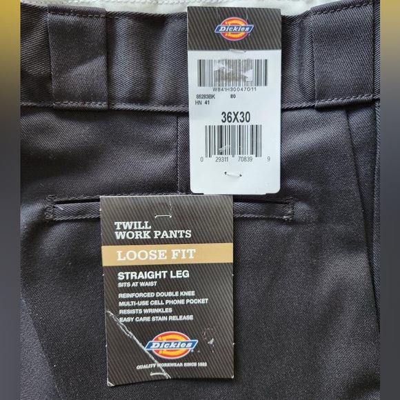 🖤👖🖤 Dickies Men's Loose Fit Double Knee Twill Work Pants - Black - Size 36x30 - Picture 2 of 13